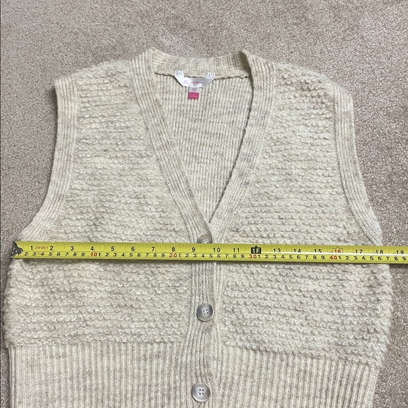 No Boundaries Cream Knit V-Neck Button Sweater Vest - Picture 5 of 6